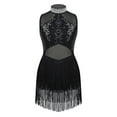 thumbnail image 1 of Runhomal Justaucorps de Ballet Sans Manches à Paillettes pour Filles, Robe à Franges, Latin Moderne, Jazz, Tango, Rumba, Salsa, Costume de Danse Noir 12, 1 of 7