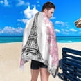 thumbnail image 5 of Coolnut Eiffel Tower Beach Towel, Sand Free Super Absorbent Oversized Travel Towel with Mesh Bag for Beach, Camping, Swimming, Holiday, 31 x 71 Inch Washcloth Gift, 5 of 7