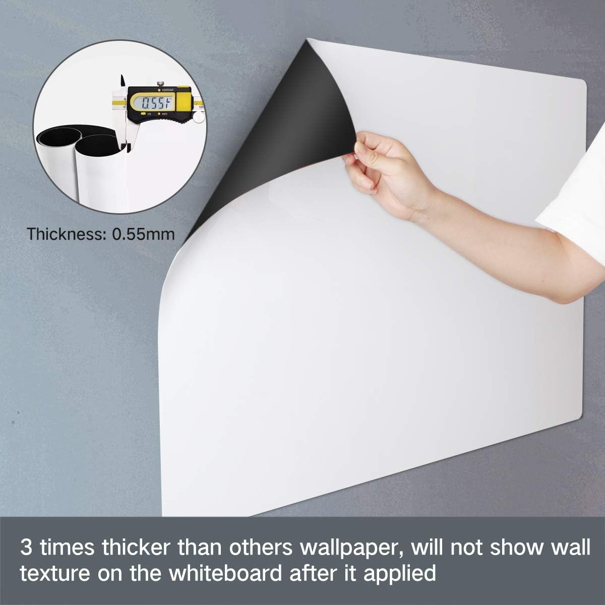 ZHIDIAN Magnetic Whiteboard Contact Paper 36" x 24", Dry Erase White Board Sticker with Non-Adhesive Backing