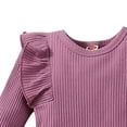 thumbnail image 4 of Hessimy Toddler Baby Girl Ruffled Sleeveless Romper Casual Summer Jumpsuit Cotton Linen Clothes,Stylish(Purple, 4 of 5