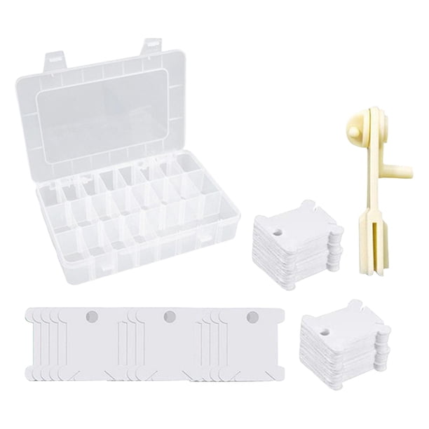 Bobina de hilo con bobinadora, caja organizadora de , tarjetas de hilo para almacenamiento de costura de bobinado