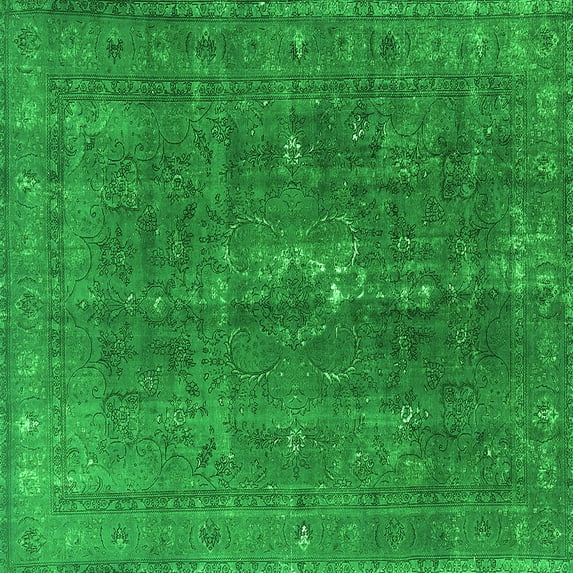 Ahgly Company Indoor Square Oriental Green Industrial Area Rugs, 6' Square