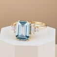 thumbnail image 6 of Vintage Emerald Cut Aquamarine Ring, Aquamarine Engagement Ring, Aquamarine Diamond Ring, Unique Prong Set Ring, March Birthstone Gifts, 6 of 7