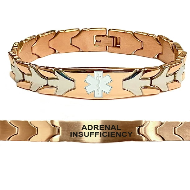 Adrenal Insufficiency Rose Gold and Silver Chevron Arrow Medical Alert
