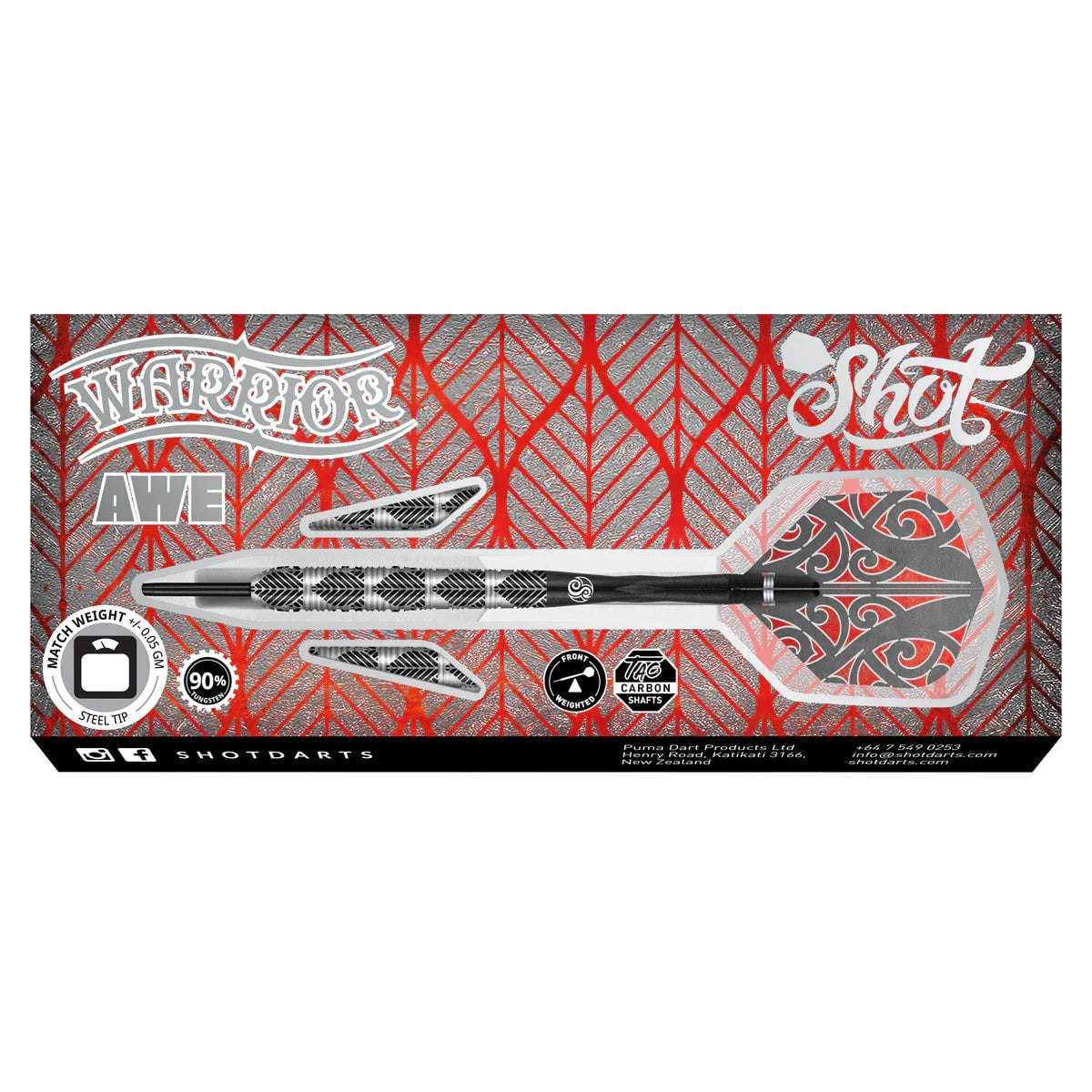Shot Warrior Awe Steel Tip Dart Set-90% Tungsten-26gm