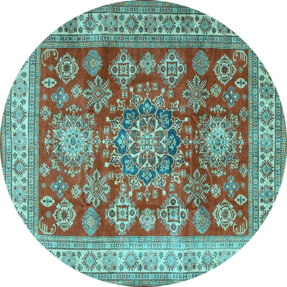 Ahgly Company Indoor Round Persian Light Blue Traditional Area Rugs, 8' Round