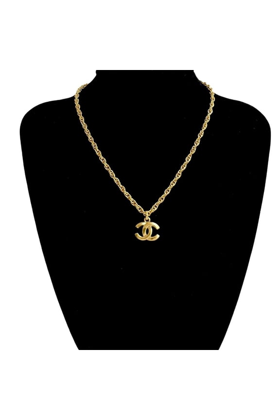 Pre-Owned Chanel Coco Mark Motif Top GP Necklace Pendant Choker Gold 3595c (Good)