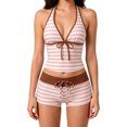thumbnail image 2 of Leey-World 2 Piece Y2k Polka Dot Halter Bikini with Shorts 2000s Bathing Suit Set Summer Vacation Cute Beach Tankini Swimsuit(Red,XL), 2 of 7