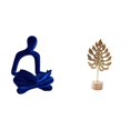 thumbnail image 1 of Figura de pensador abstracto, escultura de hoja de metal, resina, hierro, flocado, base de madera, figura artística de hoja, adecuada para dormitorios, 1 of 8