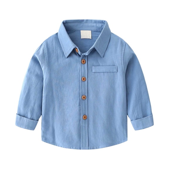 Toddler Baby Boys Button Down Denim Shirt Boys Girls Long Sleeve Casual Cowboy Solid Color Top