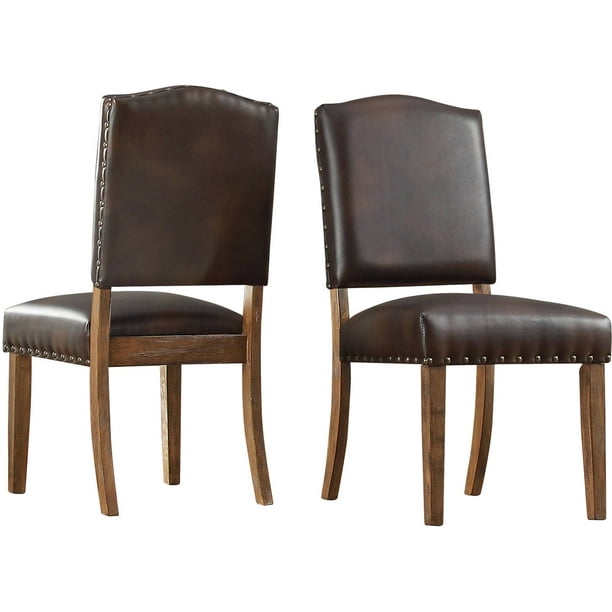 Weston Home Nailhead Upholstered And, Faux Leather Nailhead Dining Chairs