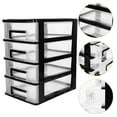 thumbnail image 4 of 4 Layers Transparent Desktop Drawer Type Storage Box Plastic Mini Cosmetics Storage Organizer Sundries Holder (Black and Transparent), 4 of 6