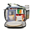 thumbnail image 2 of Insulated Lunch Bag 6L Leak-Proof Lunch Box with Shoulder Strap Multiple Pockets Lunch Tote Blue and Green Roses Pattern, 2 of 9