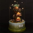 thumbnail image 4 of Cute Dollhouse DIY Miniature with LED Light Forest Rotate Music Box with Dust Cover, 4 of 5