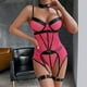 thumbnail image 4 of Falda sexy europea y americana de 3 piezas con costura de malla grande y anillo de acero para el cuello y la pierna, ropa interior 3367, 4 of 6
