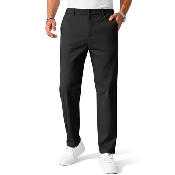 COOFANDY Men' Chinos Pant Elastic Waist Trousers Slim Fit Casual Business Dress Pants Pull On Golf Pants