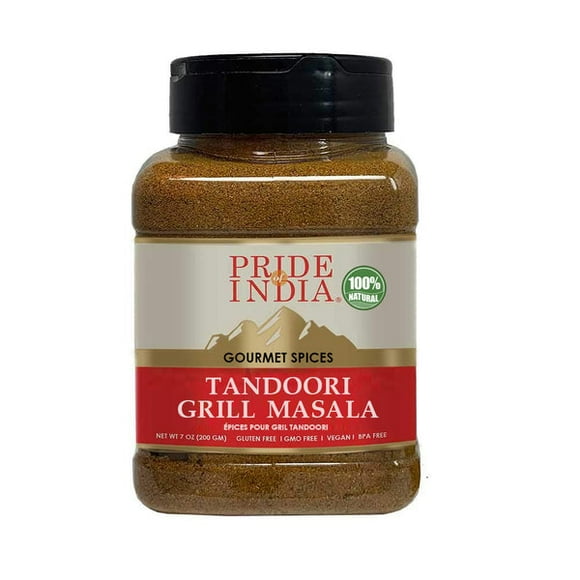 Pride of India – Tandoori Grill Masala – Blend of Exotic & Gourmet Spices – Ideal for Vegetable, Meat & Chicken Cooking – GMO Free – Easy to Use - 1.7 oz. Small Dual Sifter Bottle