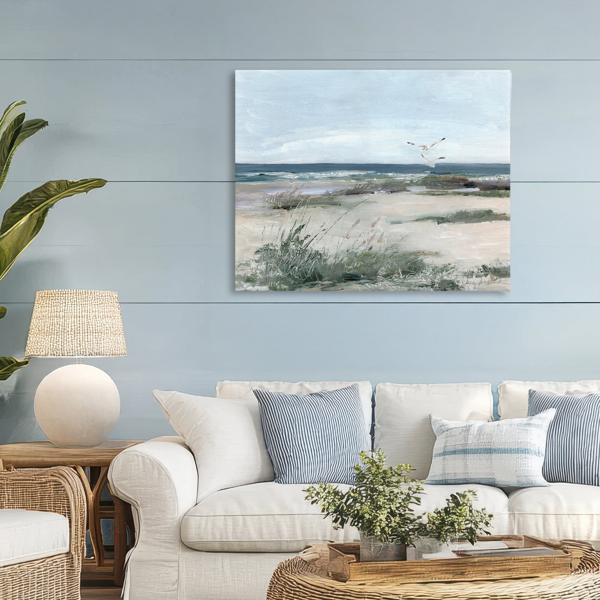 Stupell Industries Seagull Pair over Waves Canvas Wall Art, design by Sally Swatland