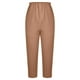 thumbnail image 4 of ICHUANYI Clearance Fashion Women Summer Casual Loose Cotton And Linen Pocket Solid Capris Pants(Khaki, S) ICHUANYI WER2023080905186, 4 of 7
