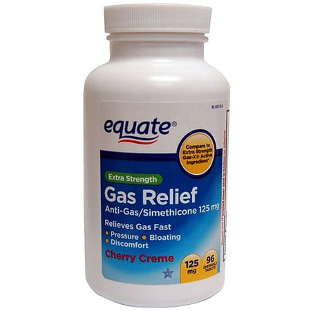 Equate Extra Strength Cherry Creme Chewable Gas Relief Simethicone Tablets, 125mg, 96 count