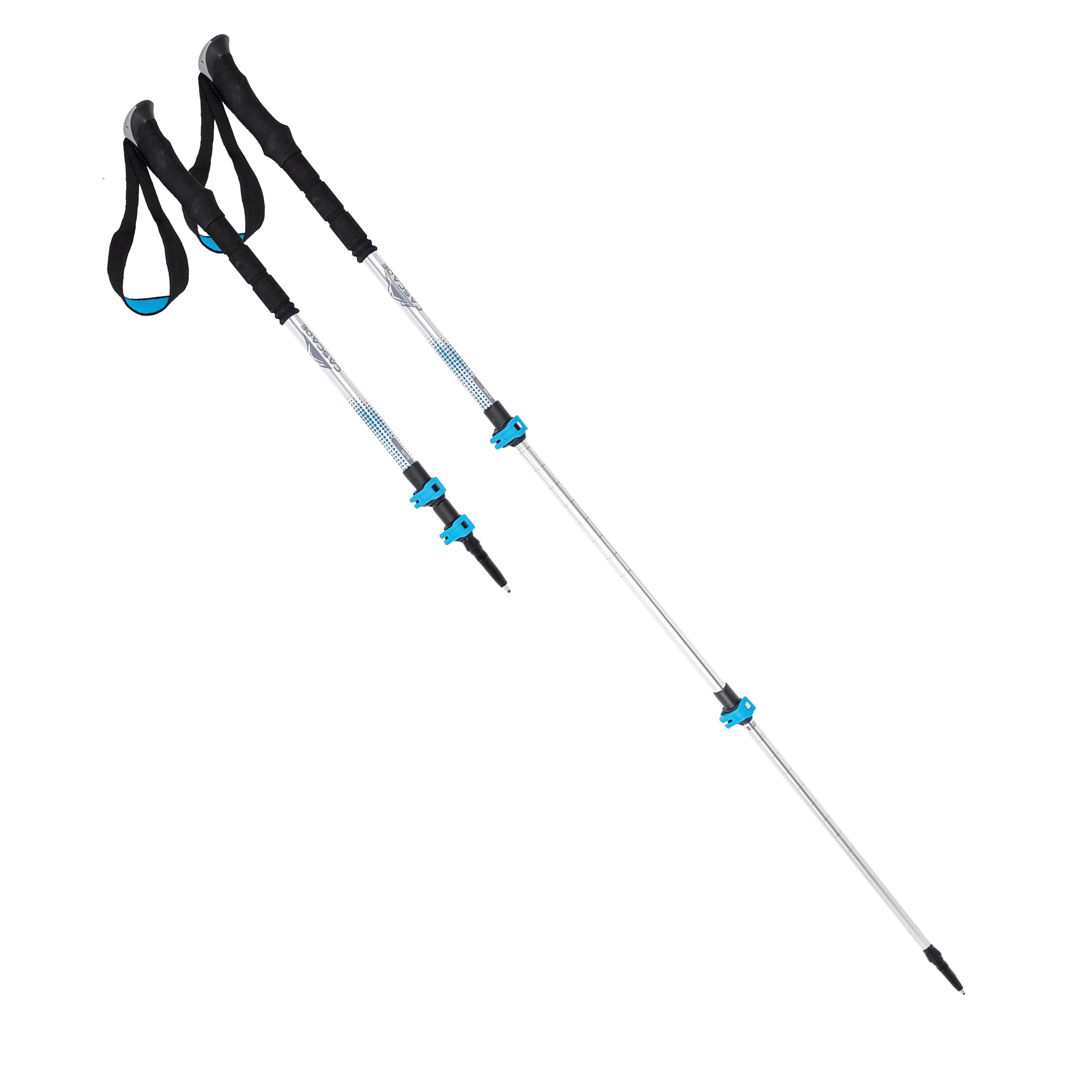 Cascade Mountain Tech Aluminum Quick Lock Trekking Poles - EVA Grip - Pair - Silver/Teal