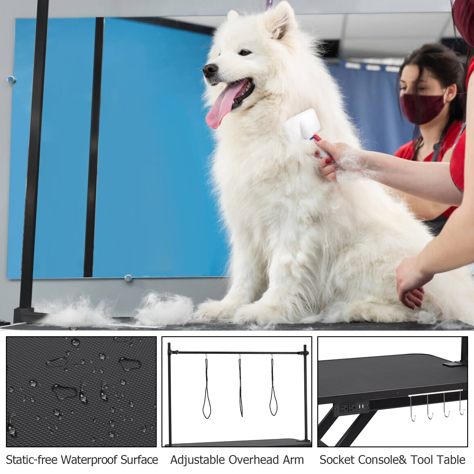 COZONY Electric Pet Grooming Table with Gantry Crane Set, 264 Lbs Load Limit