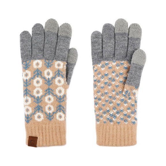 Autumn And Winter Explosions Wool Contrast Wool Knitted Gloves Retro Jacquard Plus Velvet Cycling Touch Screen Warm Gloves