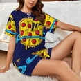 thumbnail image 4 of Fuzoiu PLANETA EN FORMA DE PIZZA Print Women's Short-Sleeved Pajama Set,Lounge Sleepwear Set,Womens Pajama Sets 2 Piece,Button-Up Top and Shorts with Pockets-Small, 4 of 7