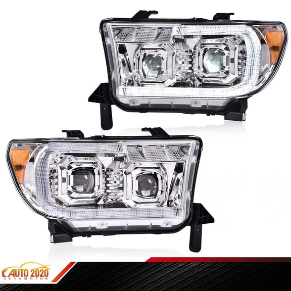 LED Halo Projector Headlights Lamps Fit For Sequoia 07-13 Toyota Tundra
