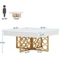 thumbnail image 2 of Tribesigns Square Coffee Table, White & Gold Coffee Table with Gold Base for Living Room Wood White Tea Table Low Coffee Table, 2 of 5