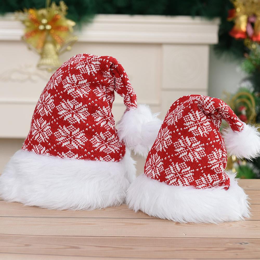 Christmas Santa Claus Classic Xmas Decoration Family Party Plush Hats Adult Kids 