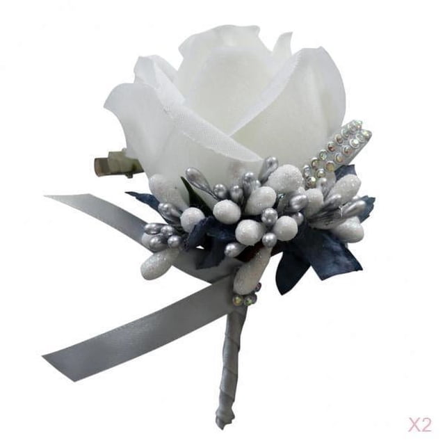 2x Rose Flor Broche Florece Muñeca Boutonniere Romántico Corsage , Accesorio Nupcial, ,