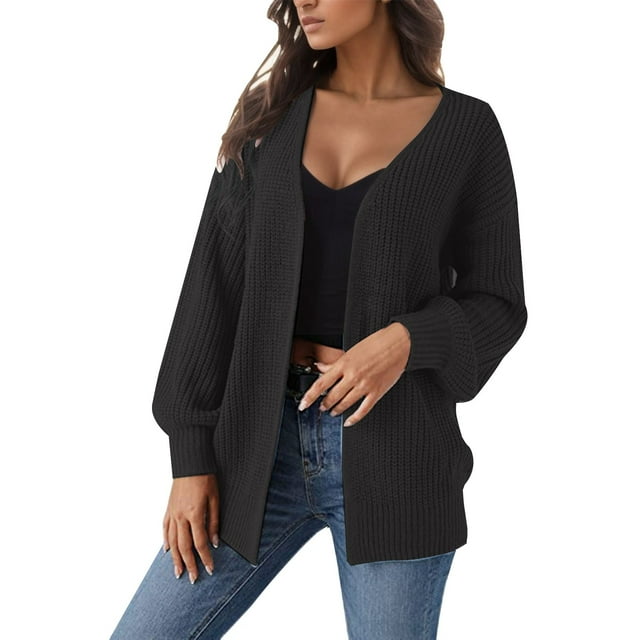 HBFAGFB Cardigan Sweaters for Women Comfortable and Simple Knitted Coats Versatile Jacket Black Size M