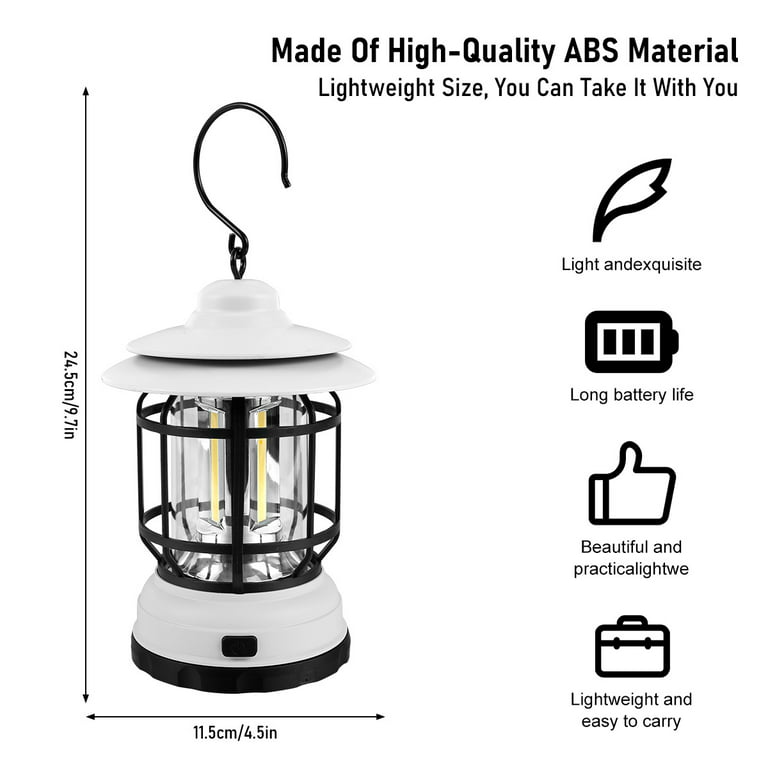 Sutowe Camping Lantern Light with Hook Dimmer Switch 200lm Battery Powered Portable Waterproof Camping Lamp Adjustable Light for Outdoor Hiking