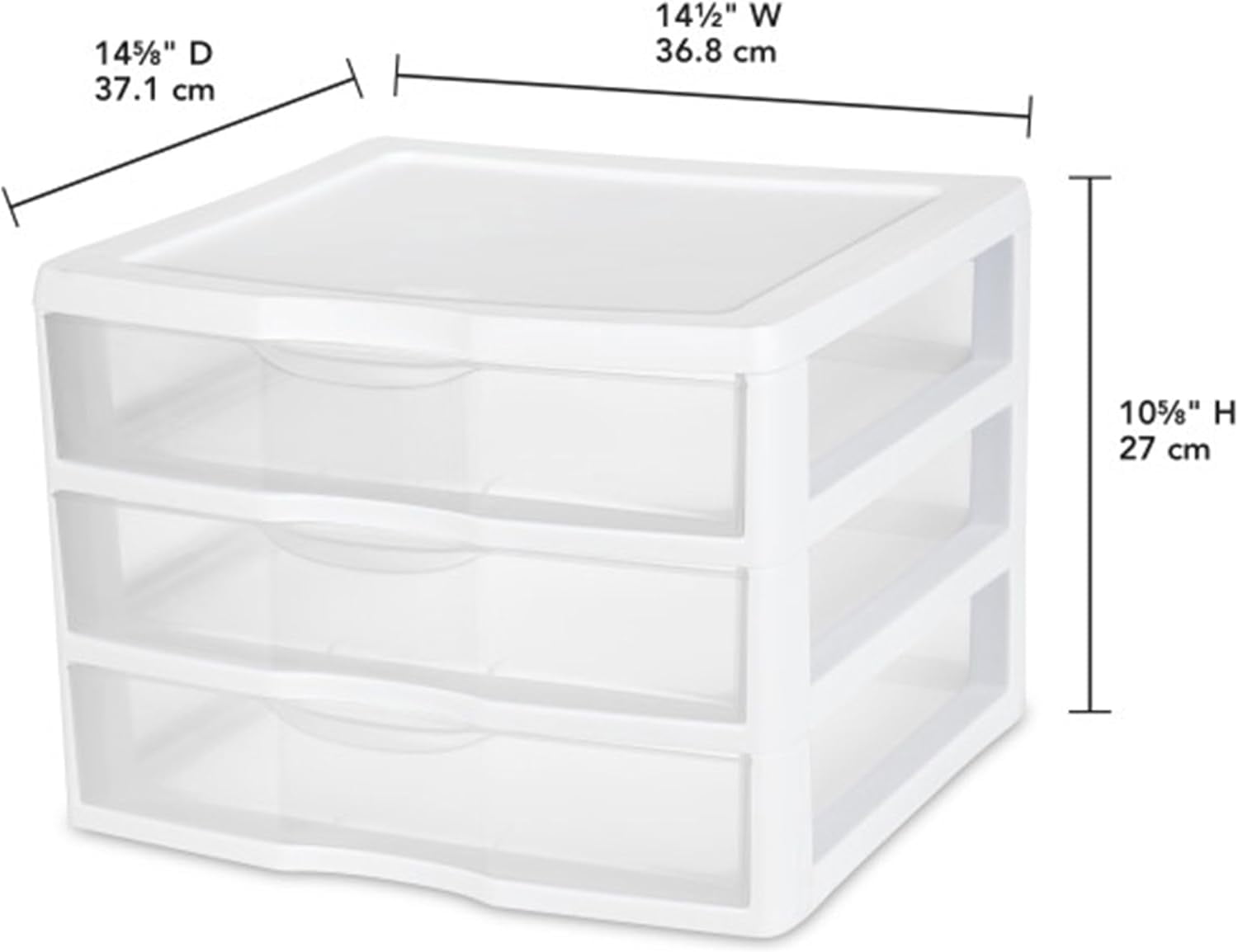 HWong 3-Pack Wide 3 Drawer Unit, Plastic Desktop Organizer with Clear Drawers, White Frame - Stackable Multi-Purpose Storage for Office Supplies, Craft Rooms, Classrooms and Home Organization