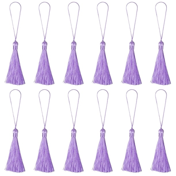 Marcapáginas Borlas 12uds 6.5' Sedoso Suave Mini Borla con Lazos para Llavero Graduación Mano Hecho Bricolaje Artesanía Accesorio Claro Púrpura Unique Bargains