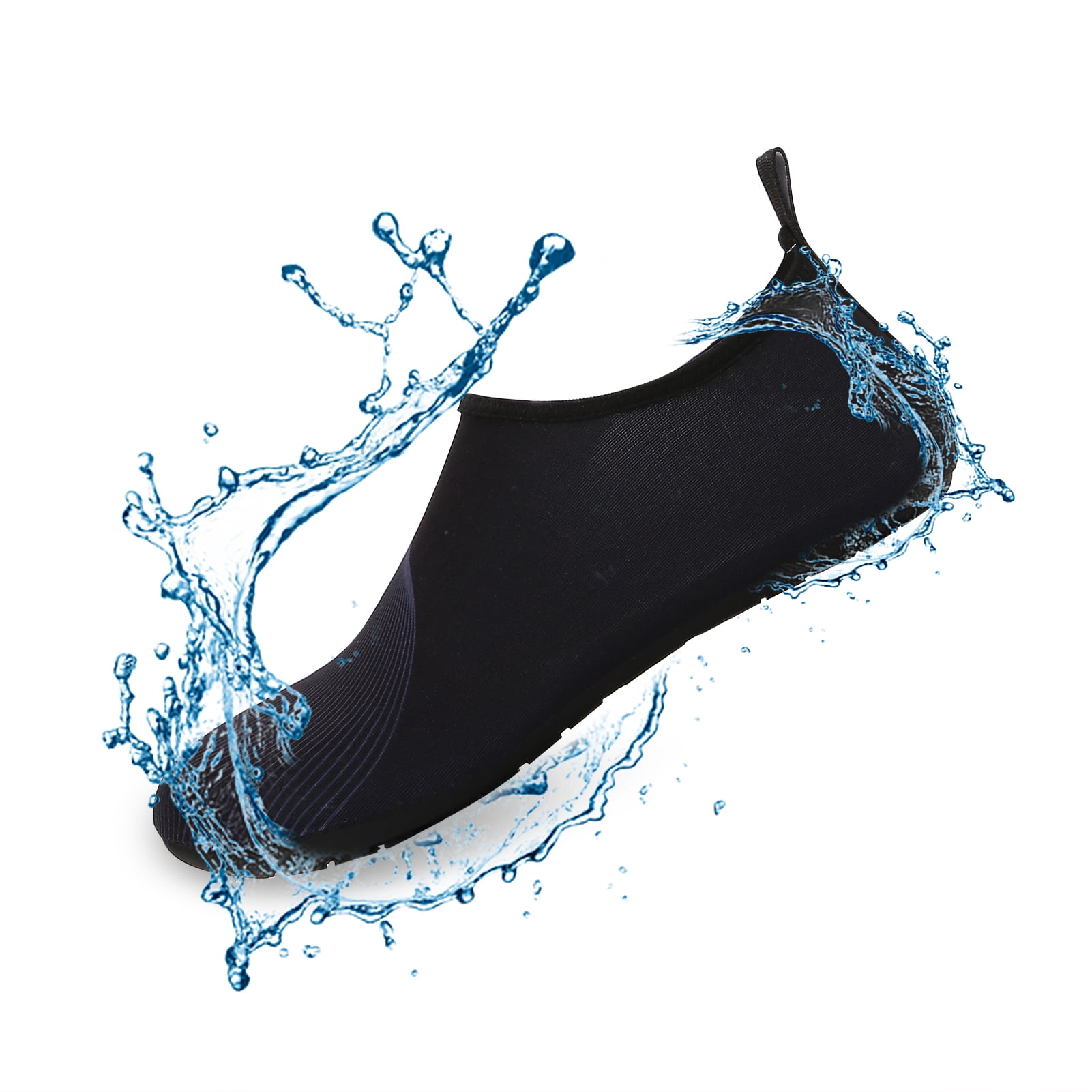 Men and Women a Slip On Barefoot Quick-Dry Beach Aqua Yoga Water Shoes (Curved Line/Black, 4-5 Women)