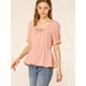 thumbnail image 2 of Blusa Peplum Allegra K Cintura Elástica Corbata Cuello Redondo Manga Corta Rosa Coral XS, 2 of 6