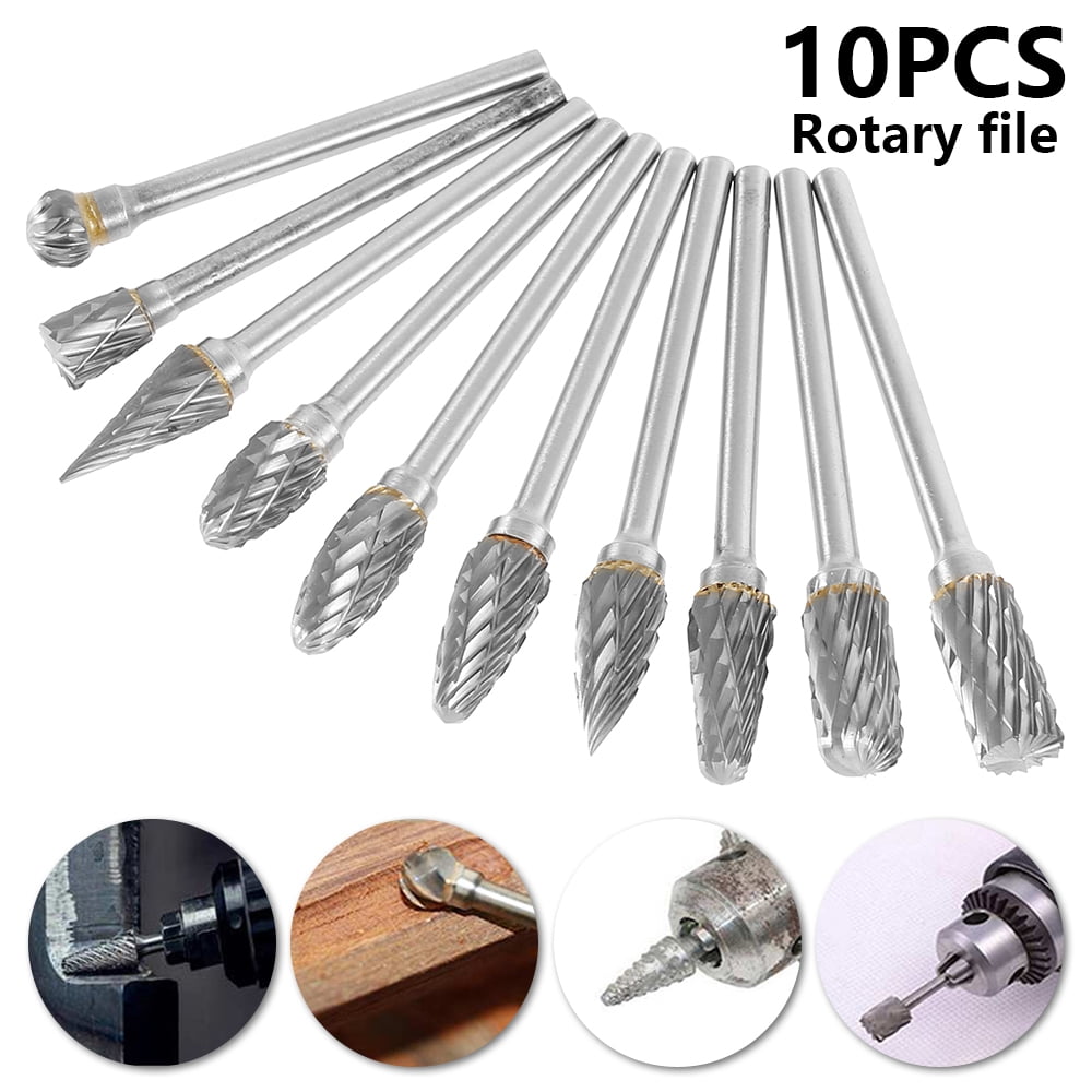 for Woodworking Drilling Metal Carving Engraving Polishing Tiolnlian 10pcs Tungsten Carbide Double Cut Rotary Burr Set with 1/8 Shank and 1/4 Head Size for Woodworking Drilling Metal Carving Engraving Polishing Tiolnlian 10pcs Tungsten Carbide Double Cut Rotary Burr Set with 1/8 Shank and 1/4 Head Size