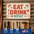 thumbnail image 5 of Eat Drink Repeat Metal Poster by DC | Vintage Tin Sign Wall Art for Indoor Use | 20x16" Rust-Free Aluminum Decor for Kitchen | UV Protected & Weatherproof Print | Made in USA, 5 of 7