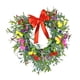 thumbnail image 1 of Corona de corazón, guirnalda para puerta de entrada, aro floral, corona colgante de gypsophila con lazo Rojo, 1 of 9