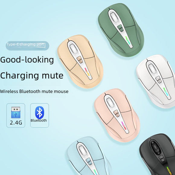 Ratón inalámbrico Bluetooth RGB de color para el hogar y la oficina, colorido ratón con carga tipo C, regalo
