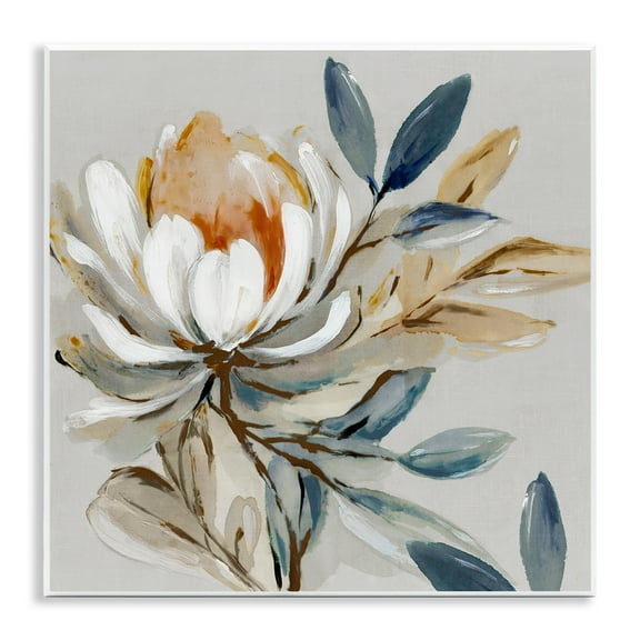 Stupell Industries Blooming White Mum Floral Painting Unframed Art Print Wall Art, 12 x 12
