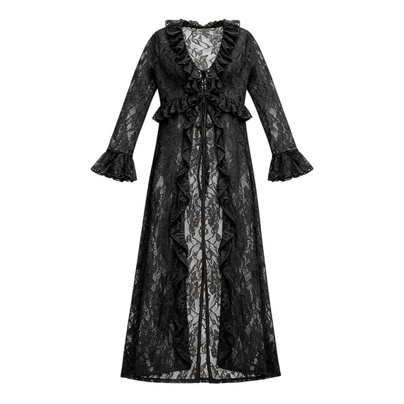 ZIXKCGDSE Tie Front Cardigan Long Cardigans for Women Fashion Hollow Mesh Top Going Out Size S