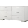 thumbnail image 3 of Kingfisher Lane 6-Drawer Contemporary Wood Dresser with Chrome Legs in White, 3 of 12