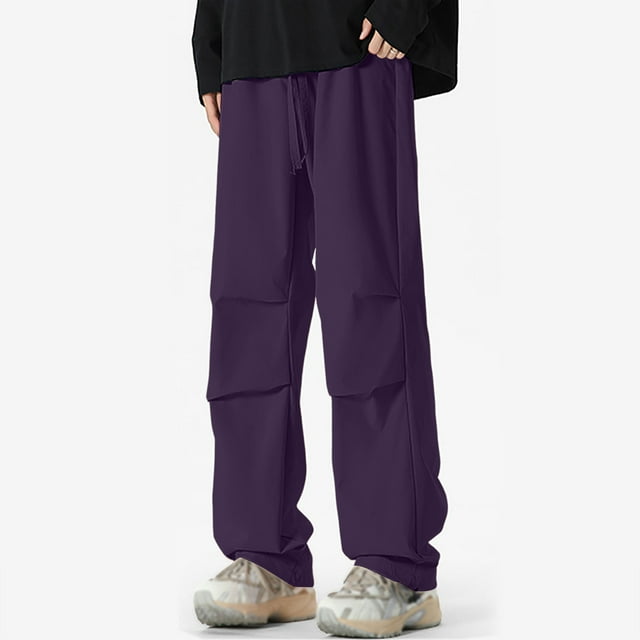 TINZ 2024 Autumn Men's Solid Color Wide Leg Paratrooper Overalls Couple Loose Straight Leg Functional Pants Poplin Pants