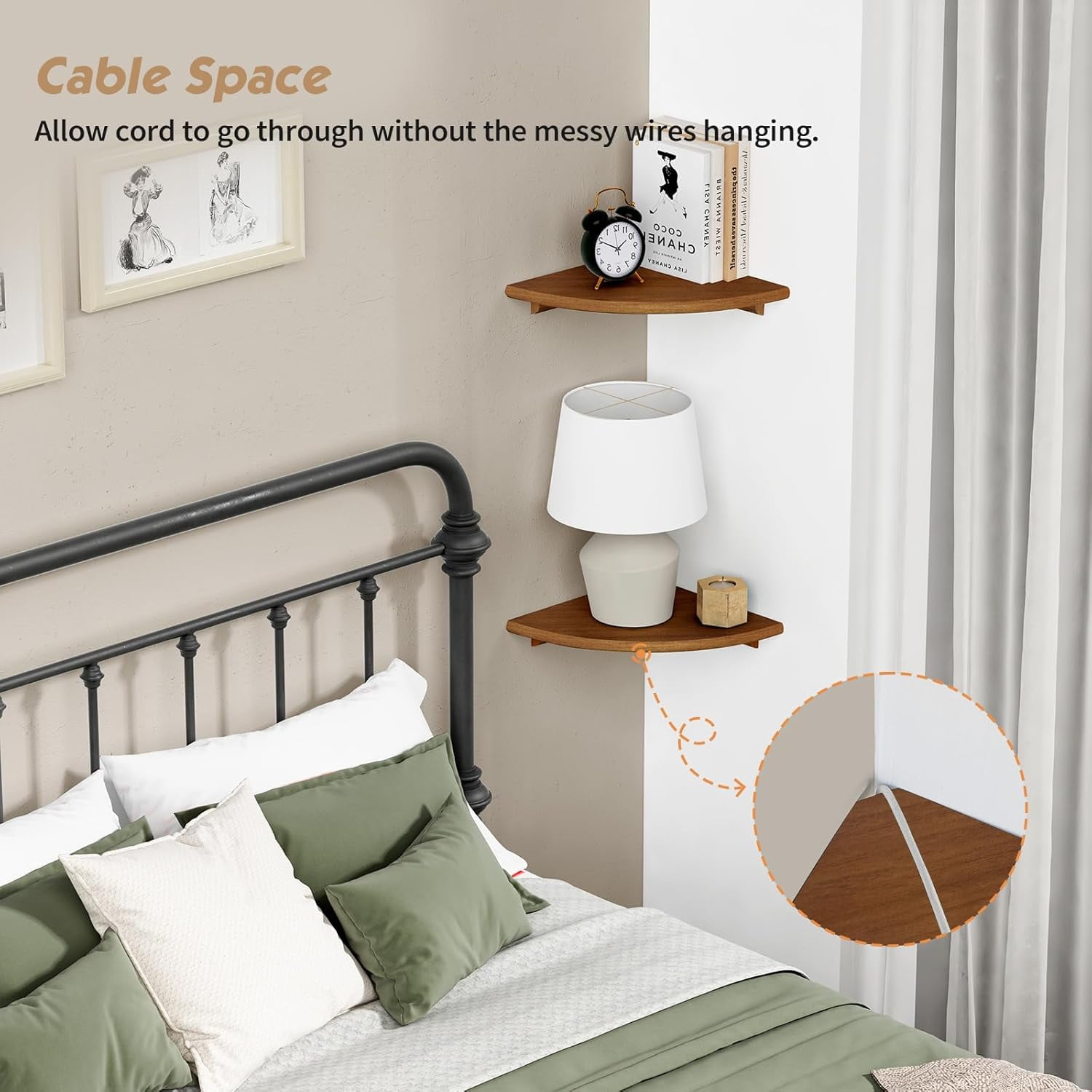 White Corner Floating Shelves for Wall Set of 4, Rounded Corner Shelves Wall Mounted for Kids Bedroom Books, Cute Wood Hanging Corner Shelf for Bathroom Decor, Living Room, Small Spaces