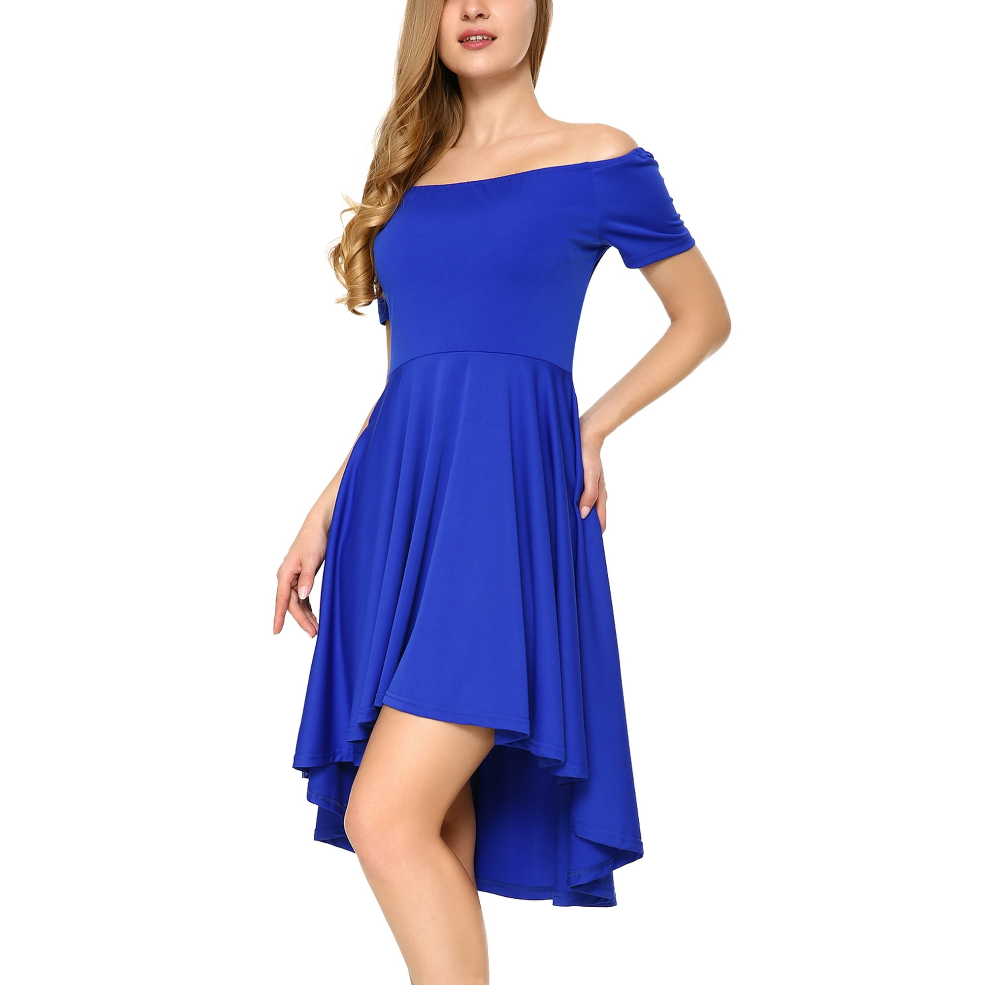 Women Off Shoulder Short Sleeve High Low Skater Dress Royal Blue Xxl Walmart Canada Women Off Shoulder Short Sleeve High Low Skater Dress Royal Blue Xxl Walmart Canada