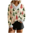 thumbnail image 2 of Craaazy Christmas Gifts For Women Furry V Neck Casual Blouse Christmas Trees With Lights Printed Long Sleeve Santa Tops Gifts For Women, 2 of 6