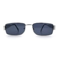thumbnail image 5 of Mens Classy Narrow Rectangle Metal Rim Hustler Fashion Sunglasses Silver - Black, 5 of 8